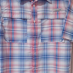Habit Men's S/P Plaid Short Sleeve Button-Up Fishing Shirt UV Protection New